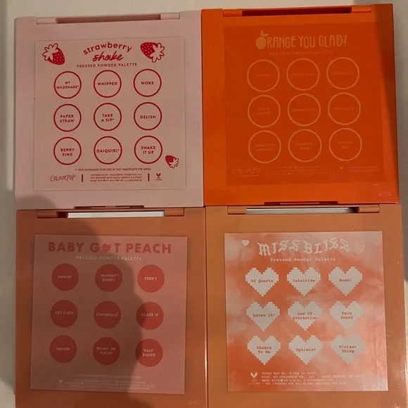 ColourPop Eyeshadow Palette Set 4 Never used Bliss Palettes